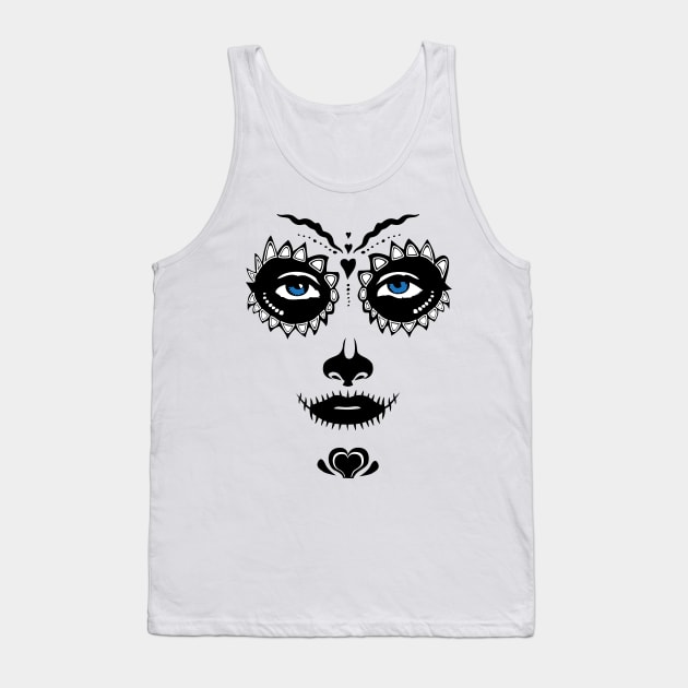 Sugar Skull Face Tank Top by BlackPawCanvas